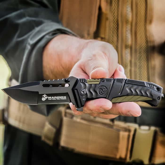 USMC "Battlehard" Spring Assisted Pocket Knife