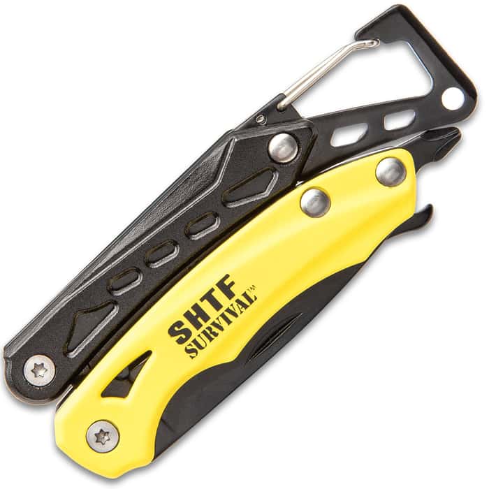 SHTF Yellow MultiTool and Carabiner Clip