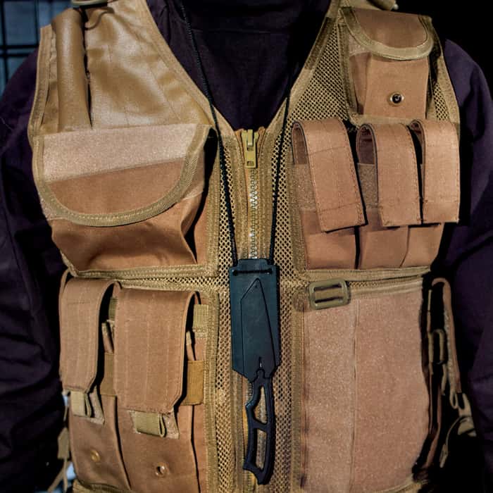 Tactical Warrior Tanto Neck Knife with Lanyard And Sheath
