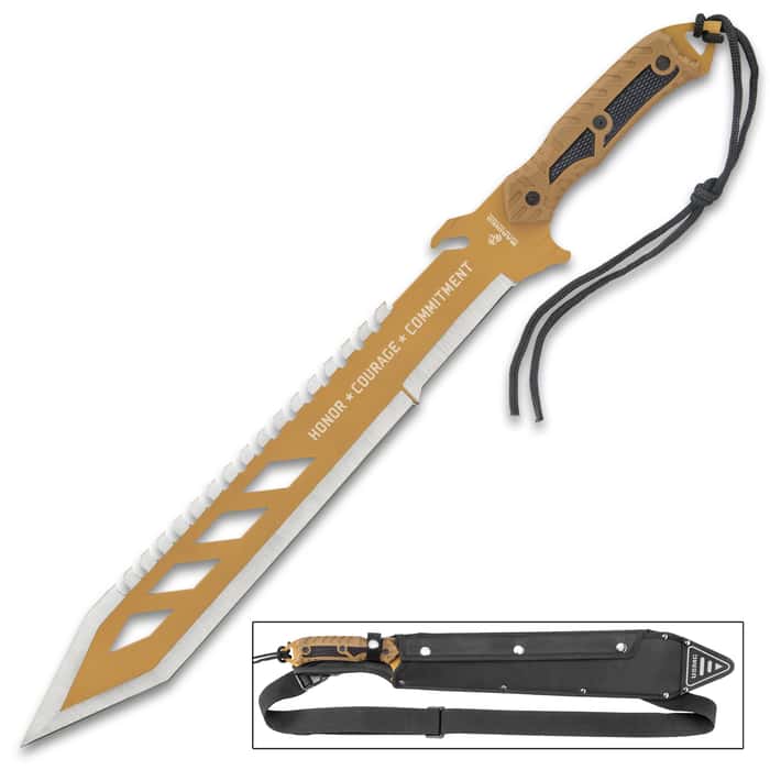USMC Desert OPS Sawback Machete With Sheath