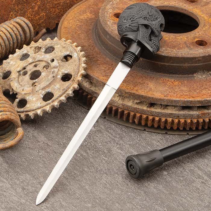 Chinese Dragon Skull Head Sword Cane Stainless