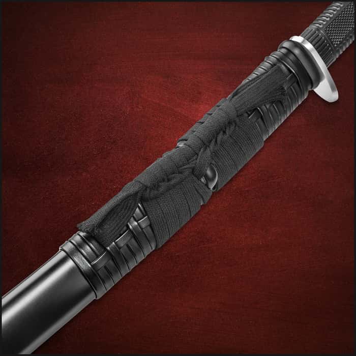 Honshu Boshin Wakizashi - Modern Tactical Samurai / Ninja Sword - Hand Forged 1060 Carbon Steel - Full Tang, Fully Functional, Battle Ready - Black TPR, Steel Guard and Pommel, Lanyard Hole - Scabbard
