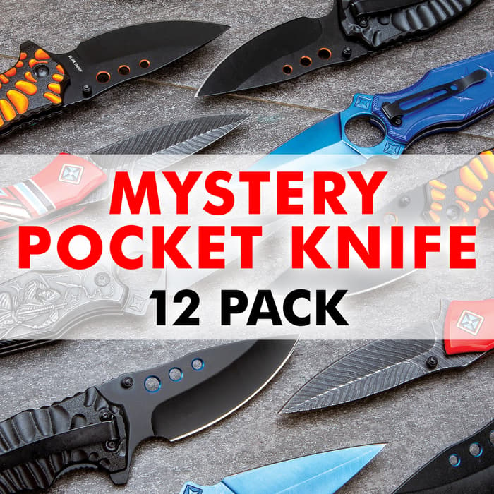 Mystery Bag Deal - Set Of Brand New Pocket Knives, Variety Of Styles, Guaranteed Value - Twelve Pack