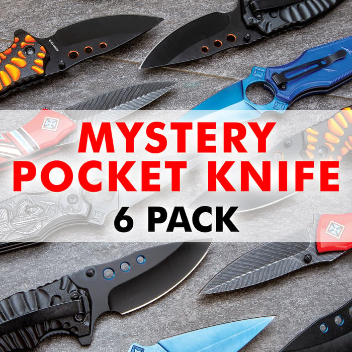 Mystery Bag Deal - Set Of Brand New Pocket Knives, Variety Of Styles, Guaranteed Value - Six Pack
