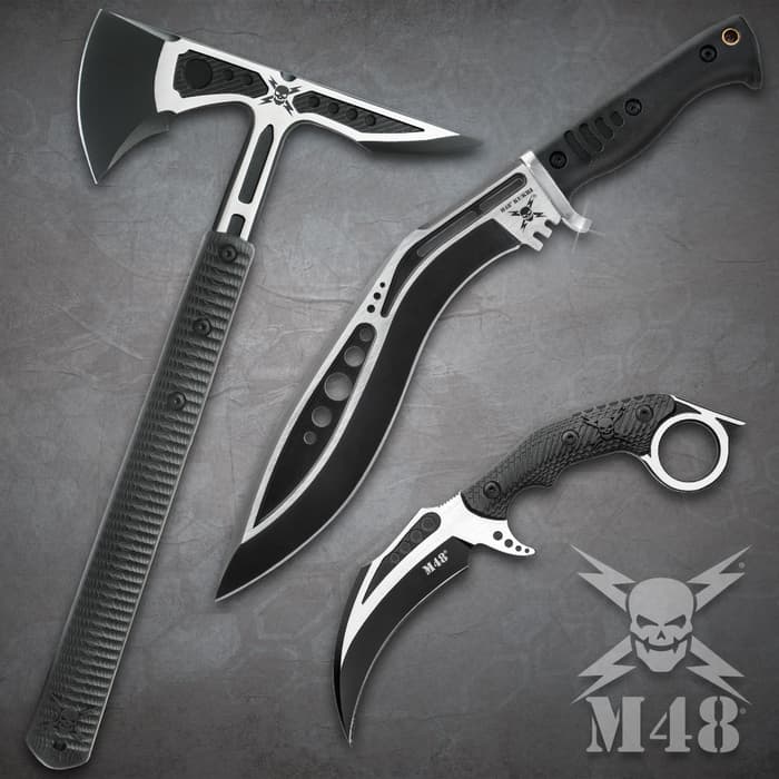M48 Devastation Collection - Includes Kukri, Karambit And Tomahawk, Cast Stainless Steel Construction