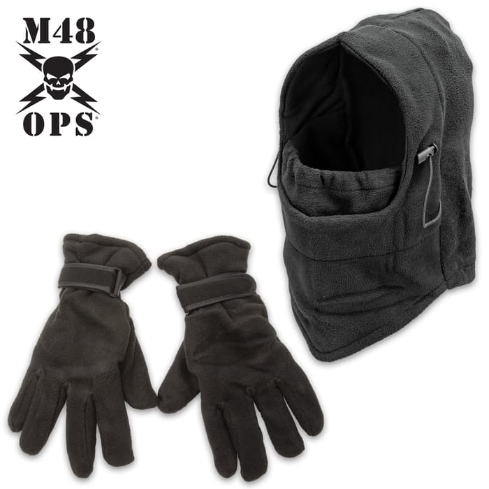 M48 Balaclava Facemask And Gloves - Soft Fleece Material, Adjustable Construction, Cold-Weather Gear