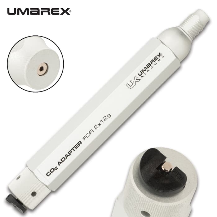 The Umarex CO2 Adapter accepts two 12-gram CO2 capsules for use in place of an 88-gram CO2 cartridge