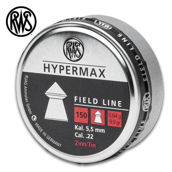 You get superior penetration with RWS Hypermax .22 Caliber Pellets, which are 30-percent faster than standard lead pellets