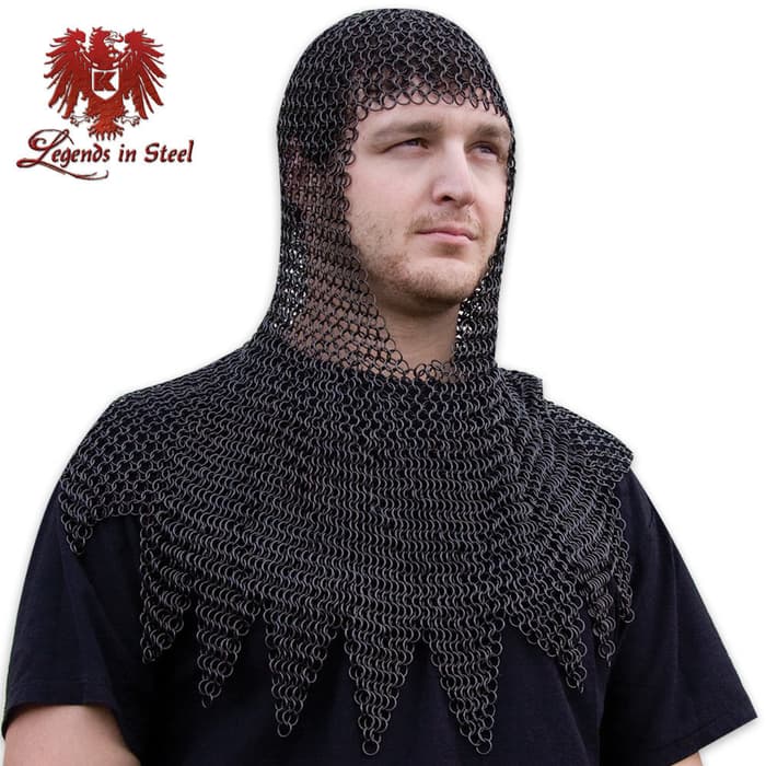 Legends in Steel Middle Ages Black Chainmail Coif