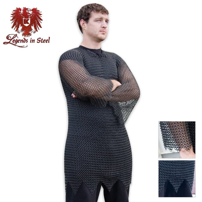 Legends in Steel Black Chainmail mid length tunic armor