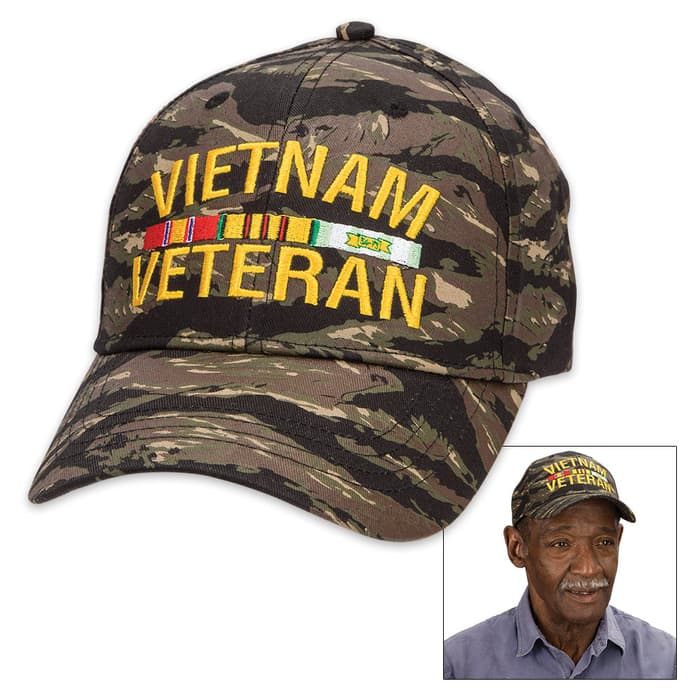 Double Down Jungle Camo Flag Veteran Cap - Hat