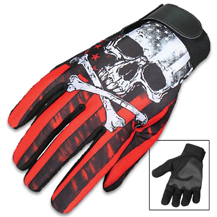 Our Red Skull And Crossbones Mechanic’s Gloves are a great alternative to traditional leather gloves and feature a vivid, original Hot Leathers design
