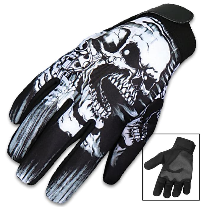 Our Assassin Skull and Pistol Mechanic’s Gloves are a great alternative to traditional leather gloves and feature a vivid, original Hot Leathers design