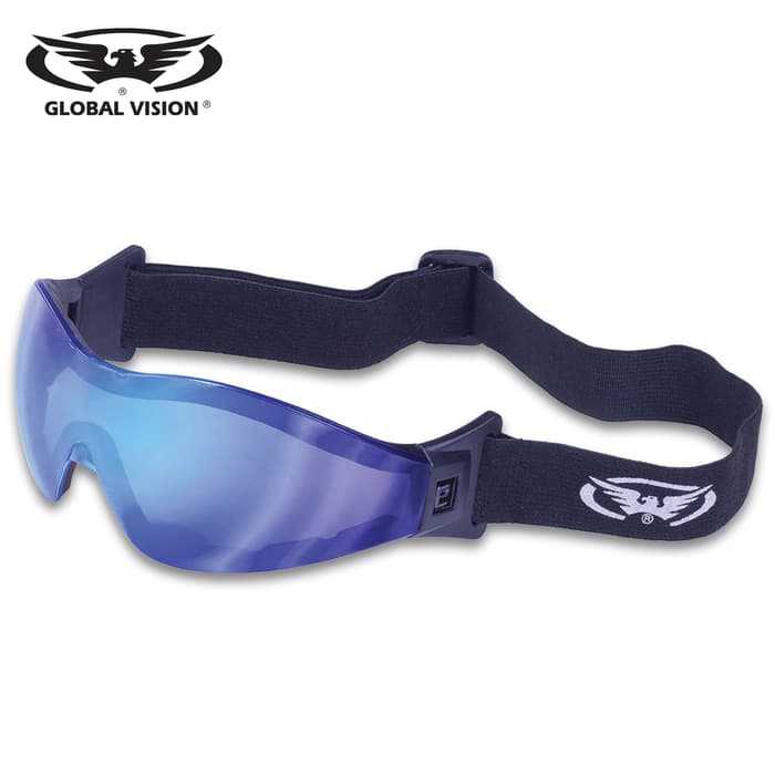 Our Global Vision Z-33 Blue G-Tech Motorcycle Goggles have one-piece design blue G-Tech lenses with a scratch resistant coating