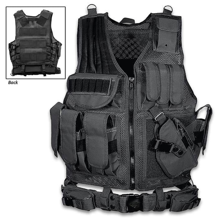 The one size fits most UTG Law Enforcement Tactical Vest is built with features that are essential to the success of any mission