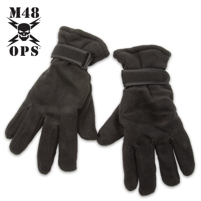 M48 Polar Fleece Gloves - 200G Polar Fleece, Adjustable Velcro Wrist Strap, One Size Fits Most