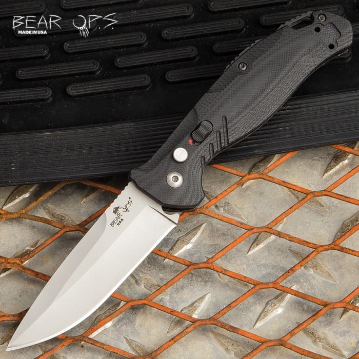 Bold Action XI Silver Pocket Knife - Automatic Opening, Sandvik 14C28N Stainless Steel Blade, G10 Handle