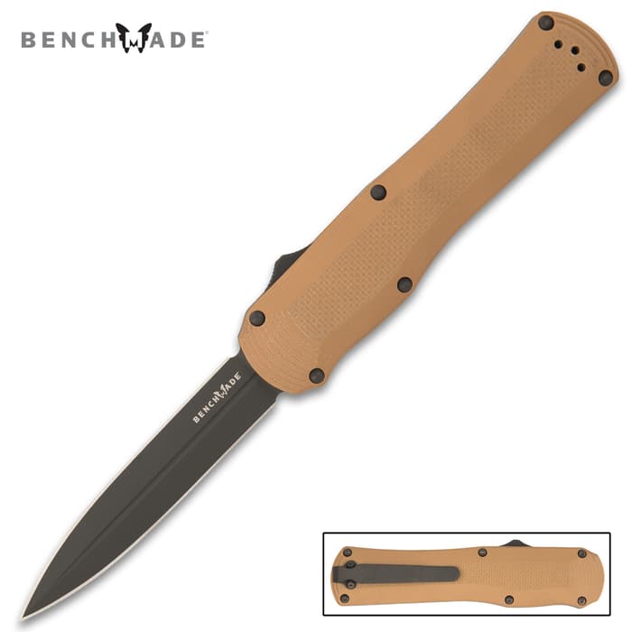 Benchmade Autocrat Coyote Brown OTF Knife - CPM-S30V Steel Blade, G10 Handle, MOLLE Compatible Pocket Clip - Length 8 3/4”