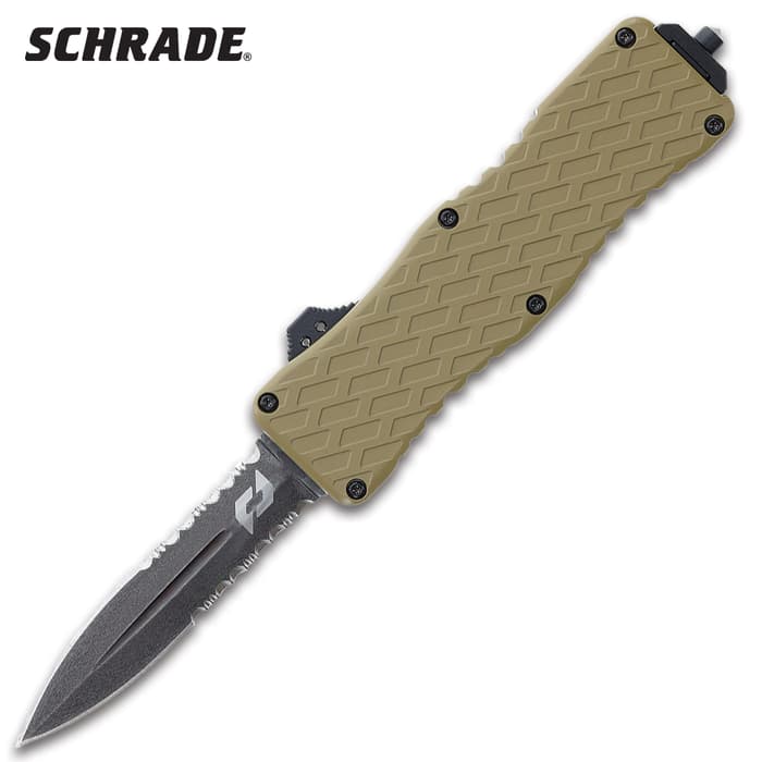 Schrade Uproar Tactical Double-Action OTF Knife - D2 Tool Steel Blade, Aluminum Handle, Assisted Opening