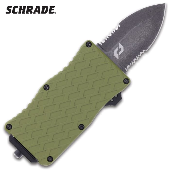 Schrade Uproar Mini Tactical Double-Action OTF Knife - D2 Tool Steel, Aluminum Handle, Assisted Opening