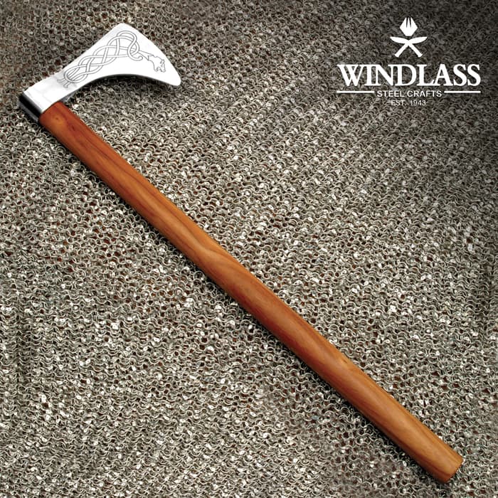 The Dragon Viking Axe is the perfect size for one handed combat in conjunction with a shield