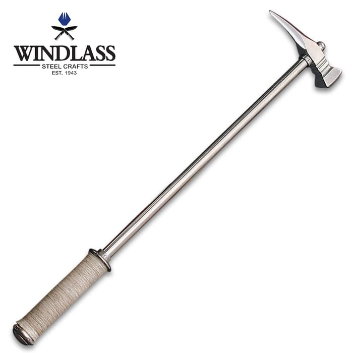 Windlass Steelcrafts Late Period War Hammer - Solid Steel Hammer Head, Cord-Wrapped Grip - Length 23 1/4”