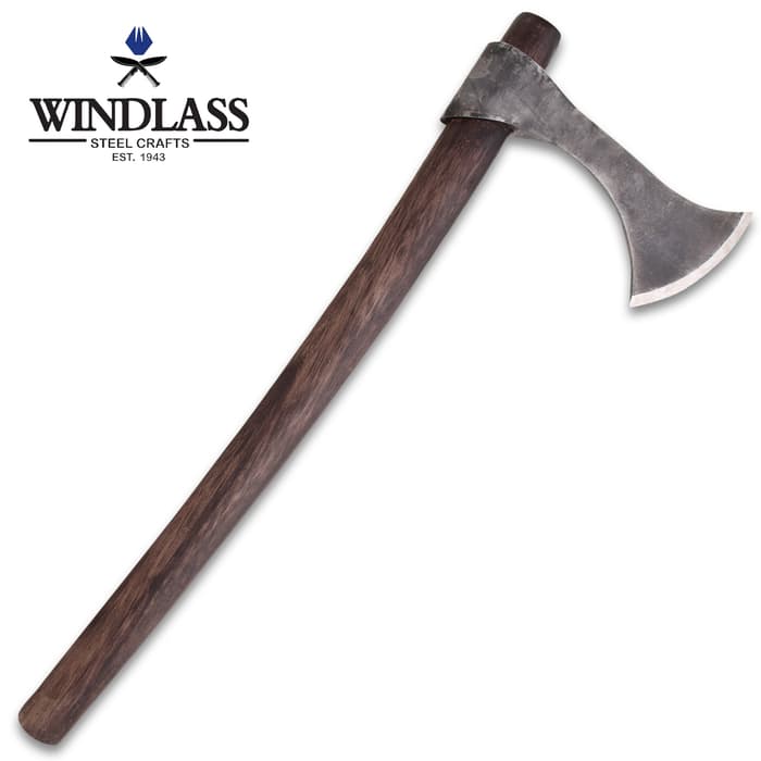 Windlass Steelcrafts Francesca Medieval Axe - High Carbon Steel Head, Hand-Forged, Hardwood Shaft - Length 18”