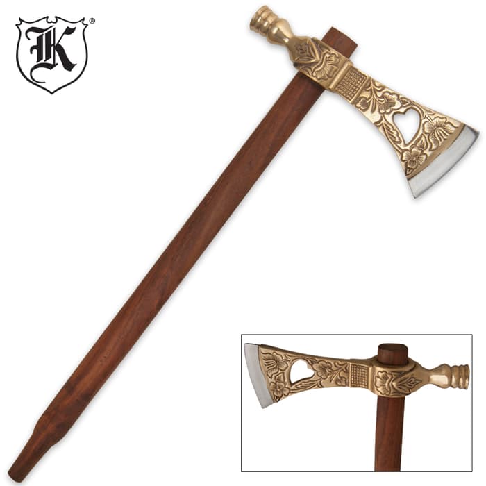 Tribal Peace Pipe Tomahawk With Brass Accents