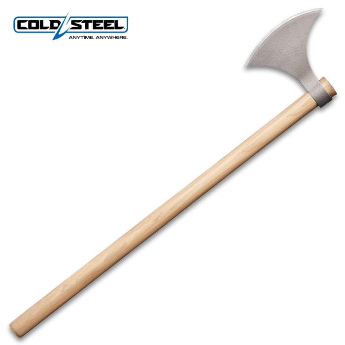 Cold Steel Viking Battle Axe - 1055 Carbon Steel Head, Curved Blade, American Hickory Handle - Length 30”