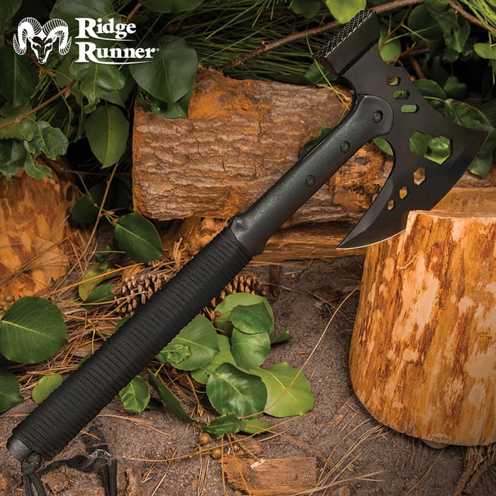 Ridge Runner Tactical Multi-Tool Hammer And Axe With Sheath - Stainless Steel Head, TPU Handle, Paracord-Wrapped - Length 18”