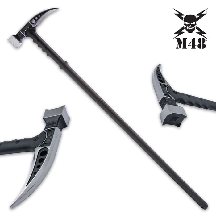 M48 Silver Kommando Survival Hammer - Cast Stainless Steel Head, Two-Toned, Fiberglass Reinforced Nylon Handle - Length 37 3/8”
