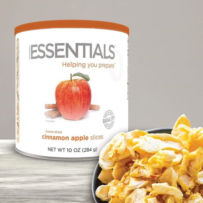 A view of the freeze-dried Emergency Essentials Cinnamon Apple Slices