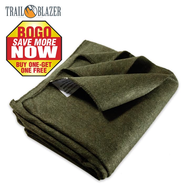 Green Wool Blanket, Olive Drab, Trailblazer BOGO
