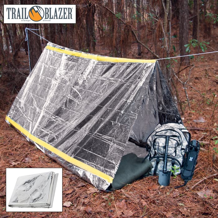 Trailblazer Emergency Rescue Tent - Instant Shelter / Protection from Weather, Other Dangerous Conditions - Lightweight, Durable, Compact - Includes 20' Cord - Fits 2+ Persons - 8' x 5'