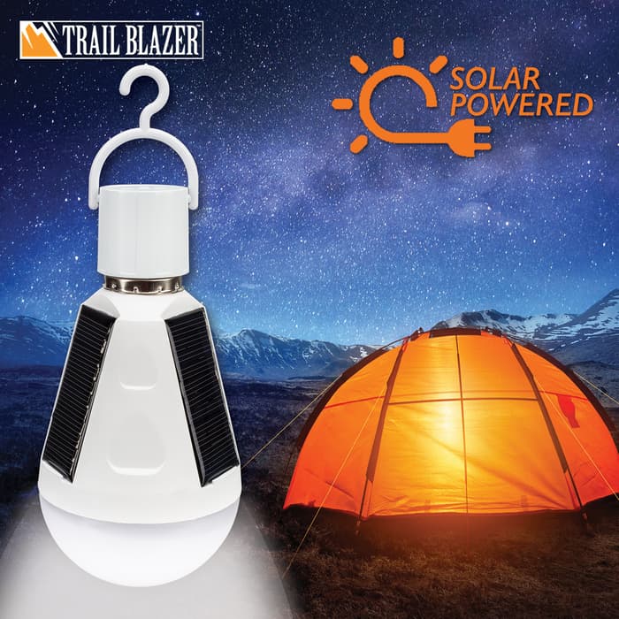 Trailblazer LED Solar Emergency Hanging Light Bulb - 7 Watts, Energy Efficient, ABS Construction, 500 Lumens - Length 5 4/5”