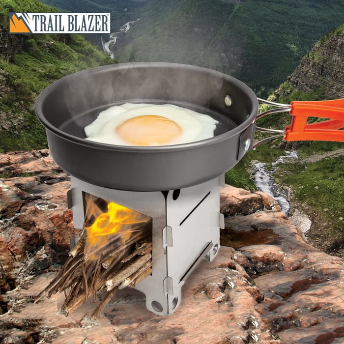 Trailblazer Ultralight Folding Camp Stove With Pouch - Solid Stainless Steel Construction, Breaks Down Into Pieces - Dimensions 4 1/4”x 3 1/2”