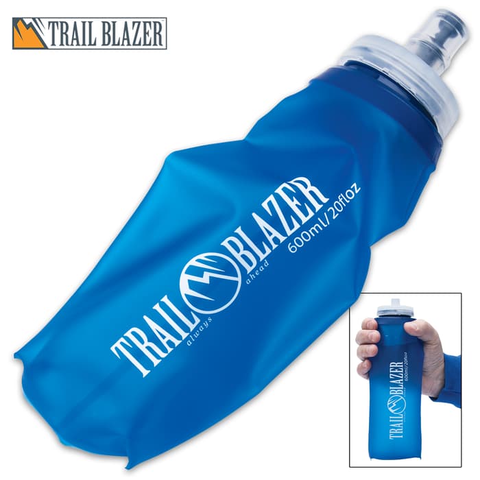 Trailblazer Foldable Water Bottle - TPU And Silicone Construction, 600ML Capacity, Sports Top With Cap