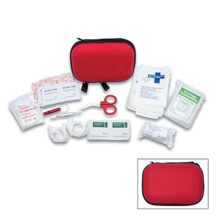 Compact First Aid Travel Kit - Assortment Of Basic Supplies, 85 Pieces,  Zippered EVA Case, Carabiner