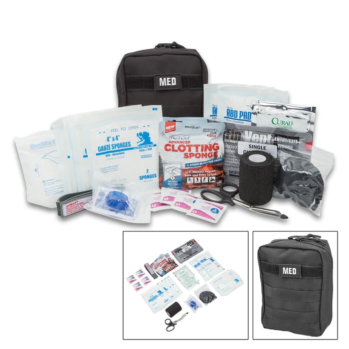 Elite Gunshot Trauma Kit - MOLLE Compatible, Lightweight, First Aid Supplies Specific To Gun Shot Wounds