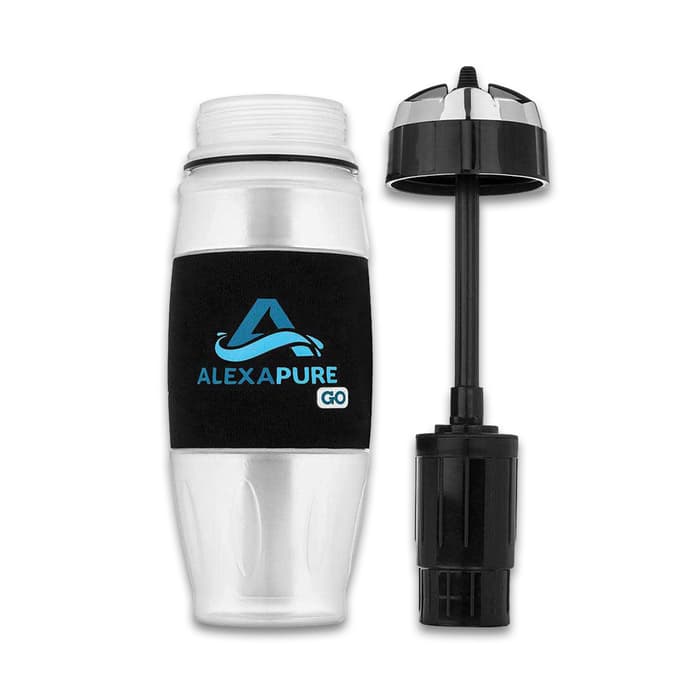 The Alexapure Go Water Filtration Bottle has an ionic absorption filtration system.