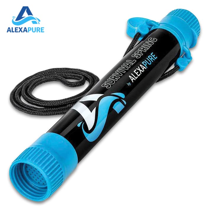 The Alexapure Spring Personal Water Filter has a pre-filter at the base of the straw