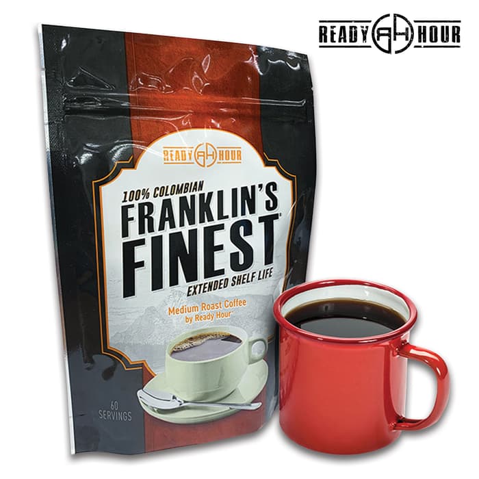 Ready Hour Franklin’s Survival Coffee is 100-percent Colombian.