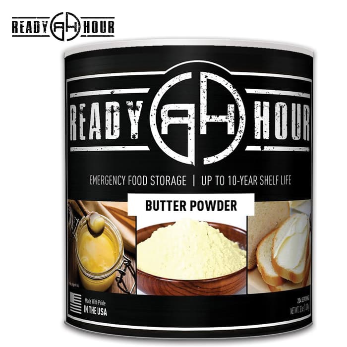 Ready Hour Butter Powder #10 Can - 204 Servings, 7140 Total Calories, 10-Year Shelf-Life, Made In USA