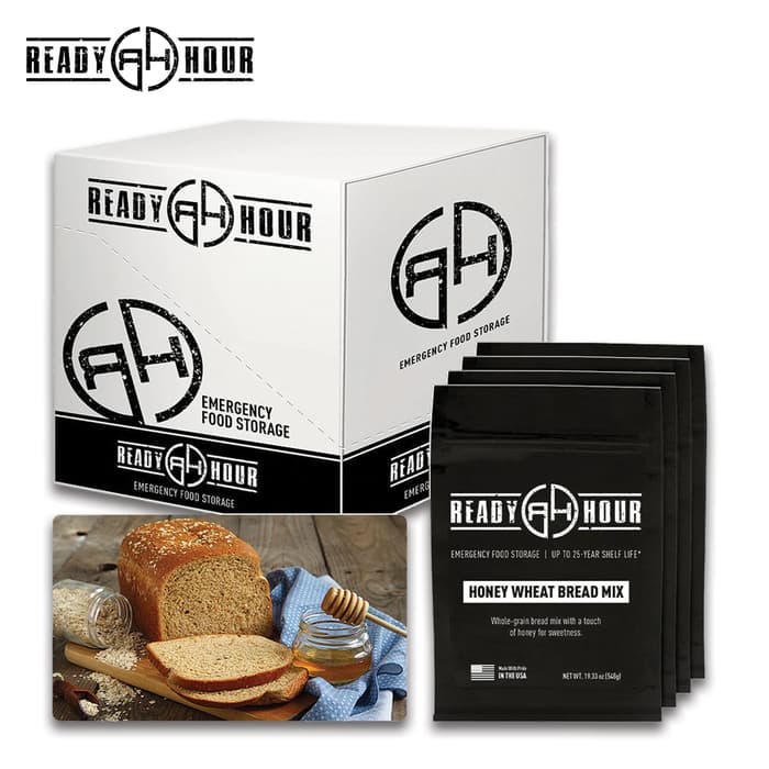Ready Hour Honey Wheat Bread case has 48 servings in four resealable packs.