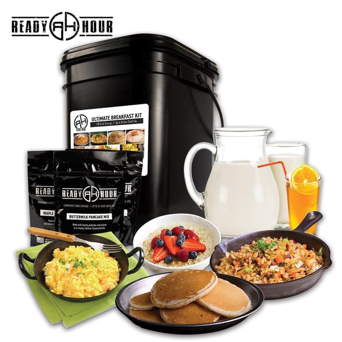 Ready Hour Ultimate Breakfast Kit - 140 Servings, Easy-To-Prepare, Individual Resealable Pouches, Made In USA