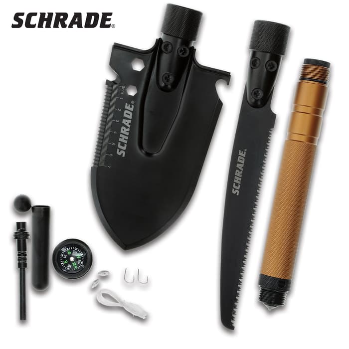 The Schrade Shovel And Saw Combo is the all-in-one tool you need when going camping or simply exploring the outdoors