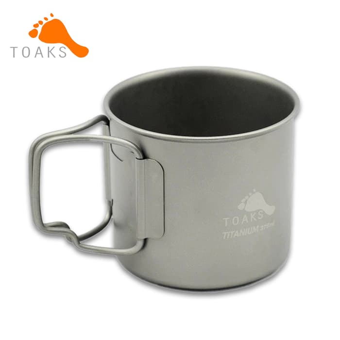 The TOAKS Titanium Cup has folding handles.