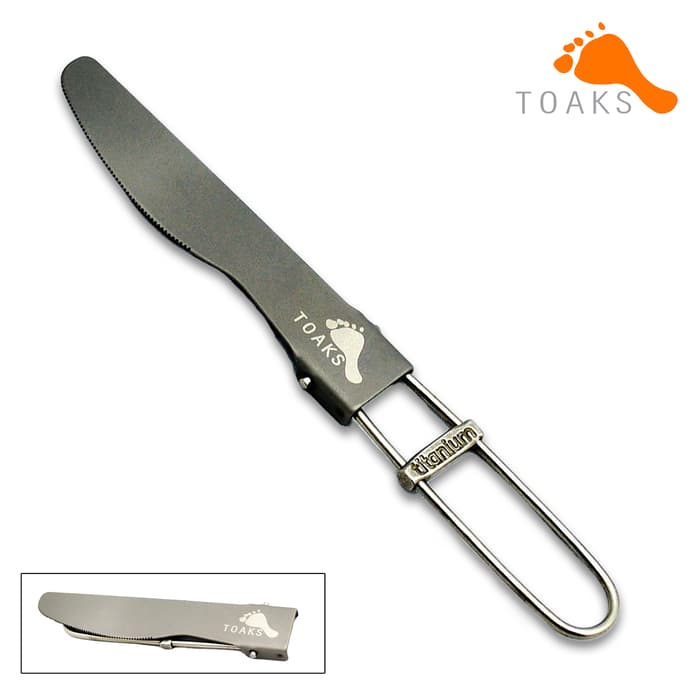 The TOAKS Folding Knife is 6 7/8” when open and 4 1/4” when folded.