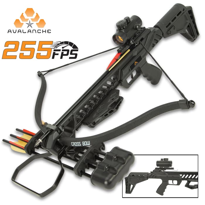 Avalanche HellHound Recurve Crossbow - Scope, Bolts, Cocking Rope, Quiver Included