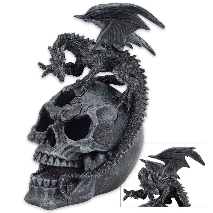Dragon And Skull Statue With LED Light